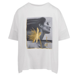T-shirt FACE PRNT+YELL FLOWE